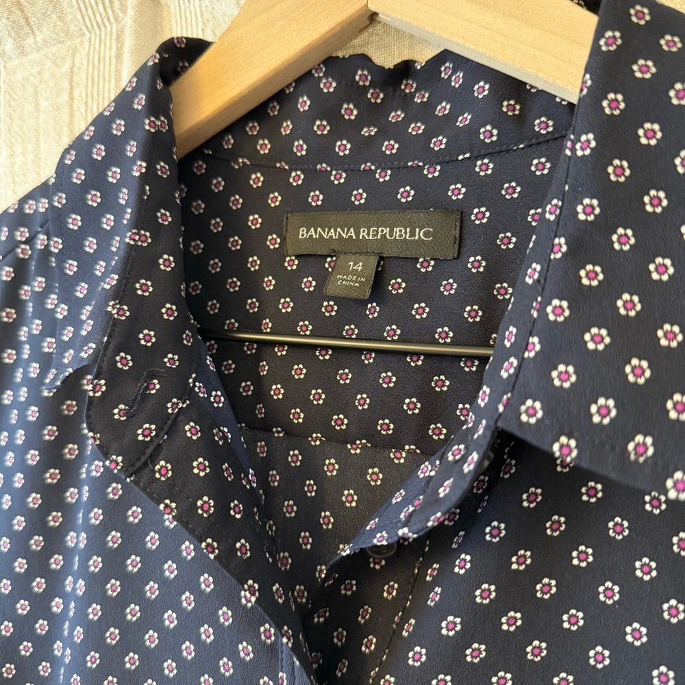 Banana Republic Navy Polka Dot Shirt Dress - Picture 2 of 3